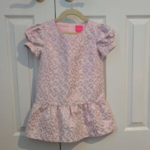 Lilly Pulitzer Erina Dress Size 6 Metallic Pink Leopard Print Dress